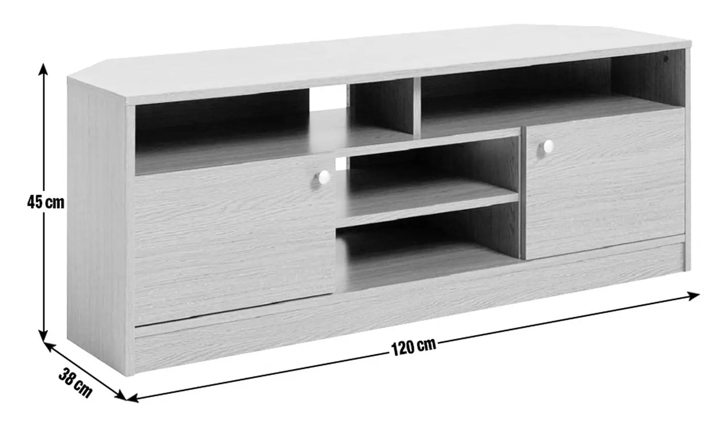 Assembled Corner 2 Door TV Unit - Oak